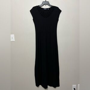 Lands End Boho Crochet Gothic Witchy Stretch Maxi Dress Oversized Black Women XS